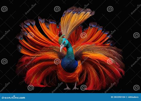 A Vivid Bird of Paradise Performing Dance Stock Illustration ...