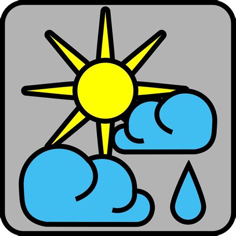 Sunny weather with rain, illustration, vector on a white background ...