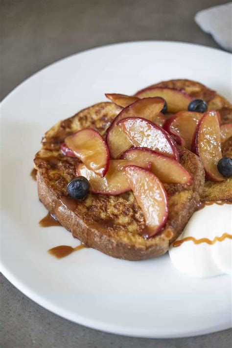 Peach Caramel Pain Perdu/French Toast - Culinary Ginger