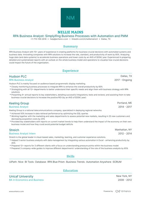 5 Rpa Business Analyst Resume Examples Guide For 2024