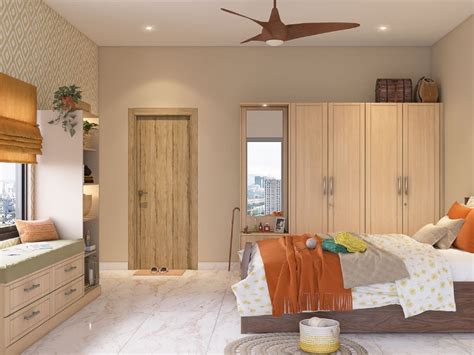 A Tinge Of Earth Master Bedroom Wardrobe Homelane Homelane