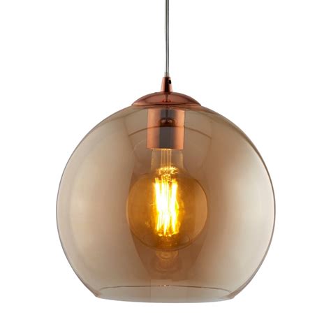 Searchlight Lighting Balls Single Medium Ceiling Pendant Light With Amber Glass Shade 1632am