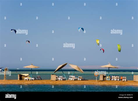 El Gouna Beach Kite Surfing Red Sea Egypt Stock Photo Alamy