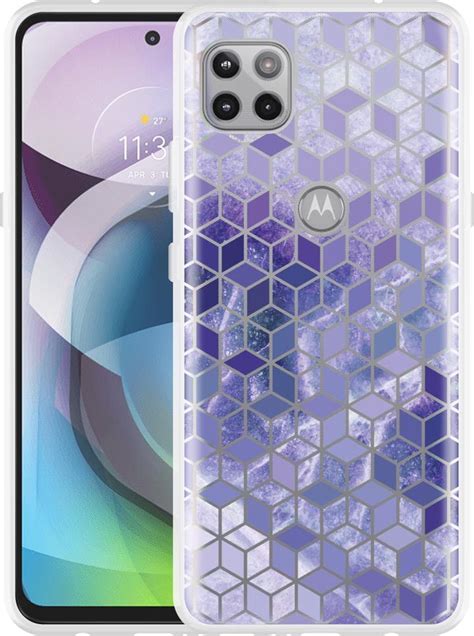 Motorola Moto G 5G Hoesje Paars Hexagon Marmer Designed By Cazy Bol