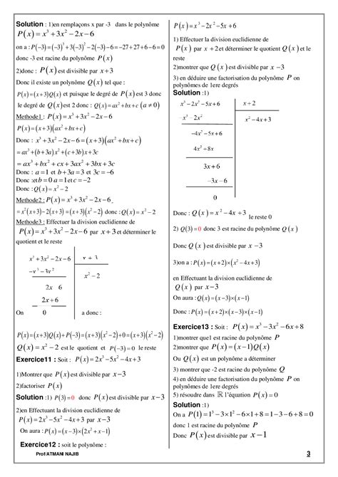 Les polynômes exercices corrigés tronc commun Sciences Biof Dyrassa
