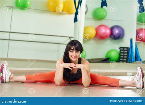 Pretty Middle Agged Woman In Split Stock Photo Image Of Splits