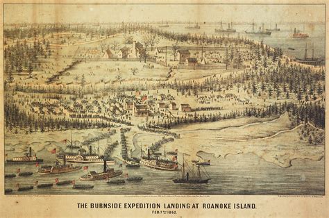 Old Roanoke Island Burnside Expedition Map Drawing by CartographyAssociates