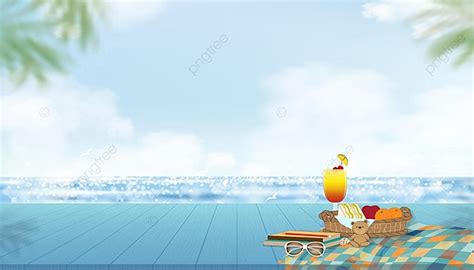 Summer Background With Picnic Food, Background, Beach, Blue Background ...