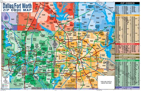 dallas fort worth zip code map counties colorized otto maps
