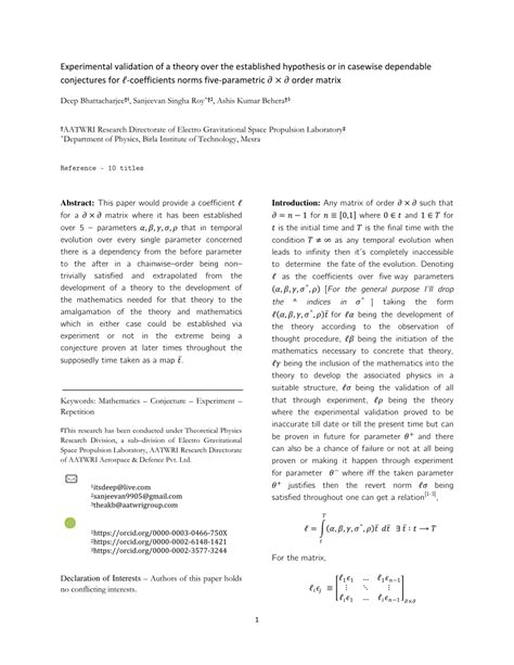 Pdf Experimental Validation Of A Theory Over The Established