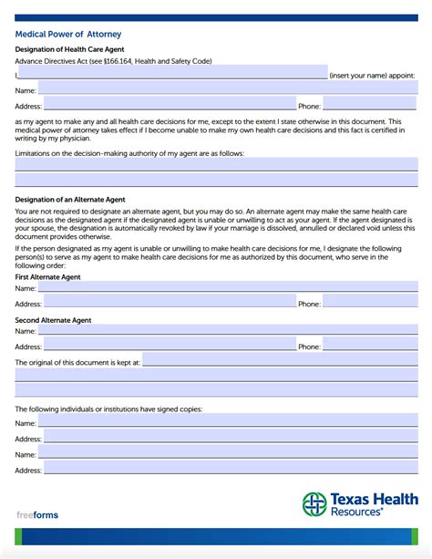 Medical Power Of Attorney Printable Texas