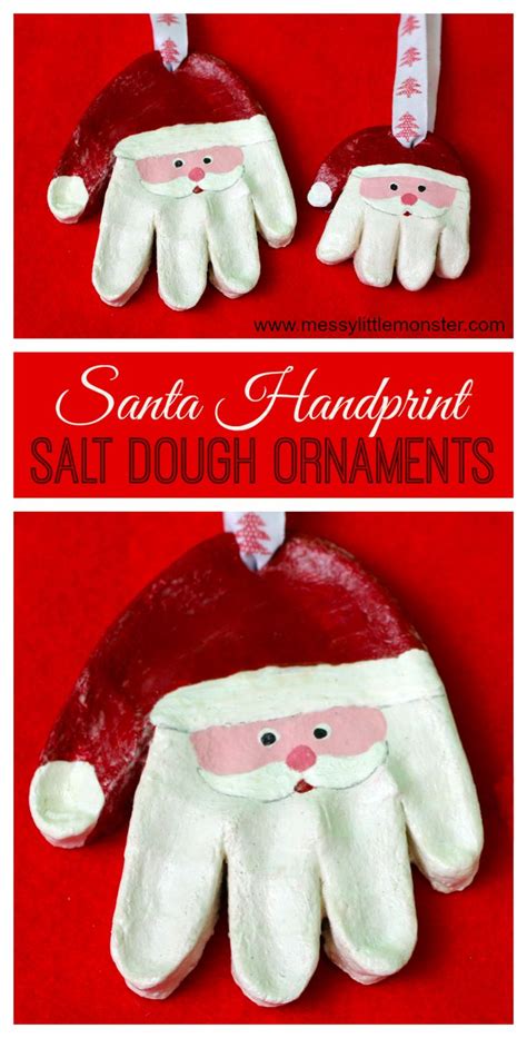 Santa Salt Dough Handprint Ornaments & Easy Salt Dough Recipe | Baby ...