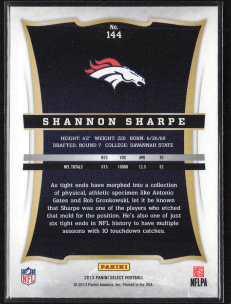 Panini Select Shannon Sharpe For Sale Online Ebay