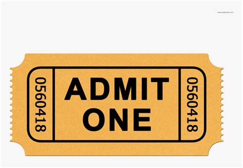 Ticket Admit One Cinema Clip Art - Admission Ticket Template, HD Png Download , Transparent Png ...