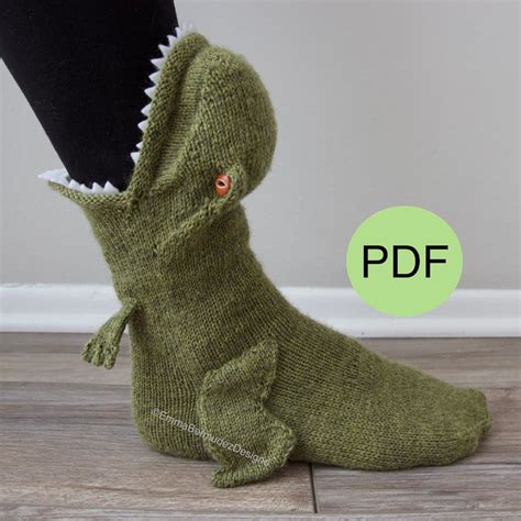 Pdf Knitting Pattern Jurassic Sock Dinosaur Socks T Rex Knitting