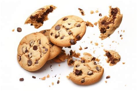 Premium Ai Image Falling Broken Chocolate Chip Cookies