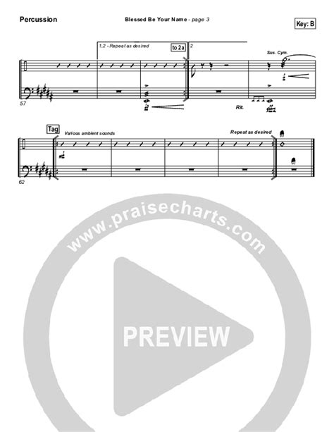 Blessed Be Your Name Percussion Sheet Music Pdf Matt Redman