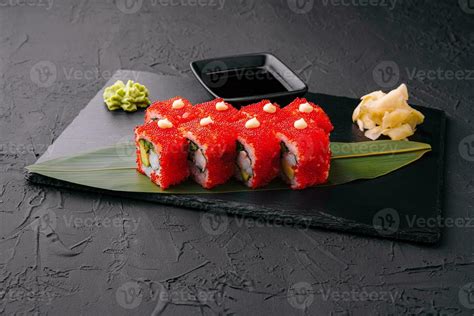 Sushi, rolls, California uramaki with tobiko caviar 30515405 Stock ...