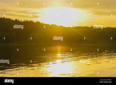 Sunset River Water Reflection Landscape River Sunset Reflection