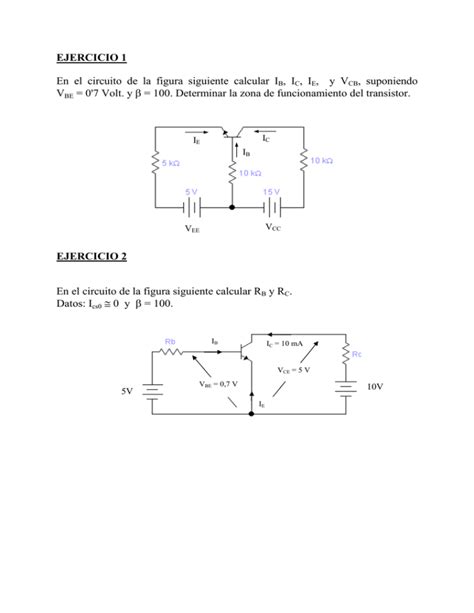 Ejercicio En El Circuito De La Figura Siguiente Calcular Ib Ic Ie Y