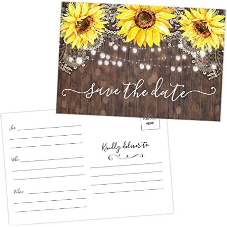 Amazon Wwongxianb Set Of Wedding Sunflower Invitations With