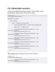 C# CultureInfo currency.docx - C# CultureInfo currency Cultures use ...