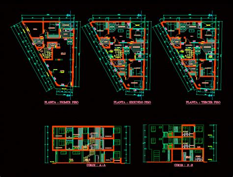 Planos De Departamentos En Torre De Niveles En Dwg Autocad Vivienda