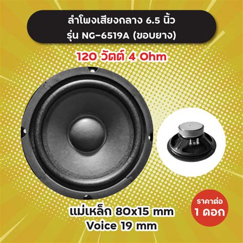 ลำโพงเสียงกลาง 65 นิ้ว ขอบยาง รุ่น Ng 6519a 1 ดอก1 คู่ 120w 4 Ohm