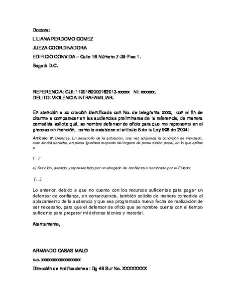 Solicitud De Defensor De Oficio Pdfcoffeecom