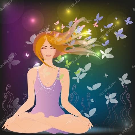 Woman Meditating In The Magic Forest Stock Vector Image By Shvaista