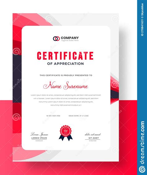 Abstract Clean Professional Red Certificate Of Appreciation Template Diploma Modern Certificate