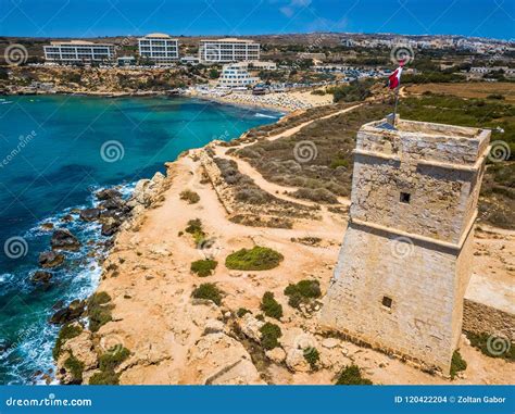 Ghajn Tuffieha, Malta - Beautiful Ghajn Tuffieha Watch Tower and Golden ...