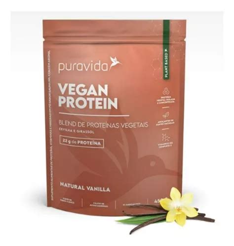 Vegan Protein 450g Puravida Proteína Vegetal Vegana Sabor Vanilla