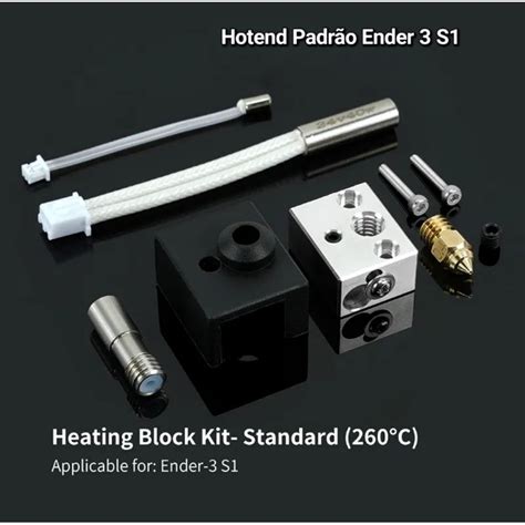 Kit Para Hotend Ender S Termistor Cartucho Aquecedor Bloco E