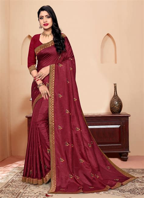 Buy Online Vichitra Silk Classic Saree 231441