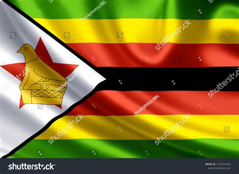 Zimbabwe Waving Closeup Flag Illustration Perfect Stock Illustration