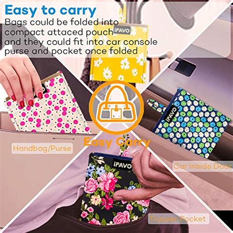 Reusable Grocery Shopping Tote Bags Foldable Into Attached Pouch