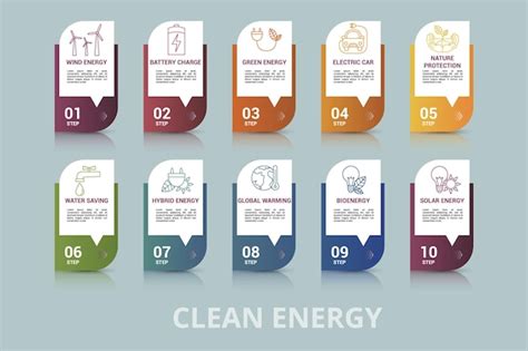 Infografik Vorlage F R Saubere Energie Symbole In Verschiedenen Farben