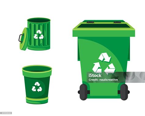 Modern Green Recycle Garbage Bin Illustration Stock Illustration