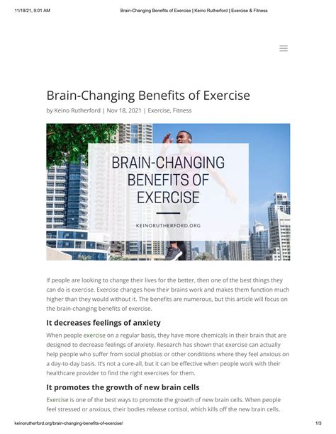Brain Changing Benefits of Exercise | PDF