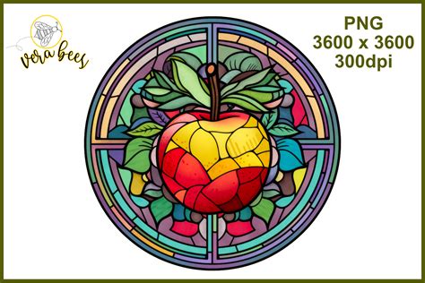 Stained Glass Apple Sublimation Print Graphic By Vera Bees Svgs And More