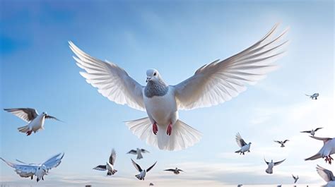 Premium Photo A Flying Pigeon Is A Symbol Of Freedom In The Sky