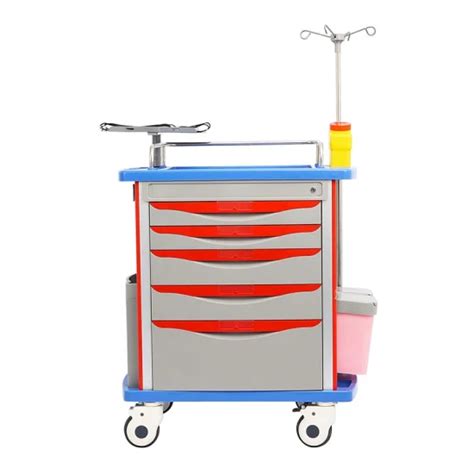 Mk P02 Mobile Plastic Medical Hospital Emergency Crash Cart With