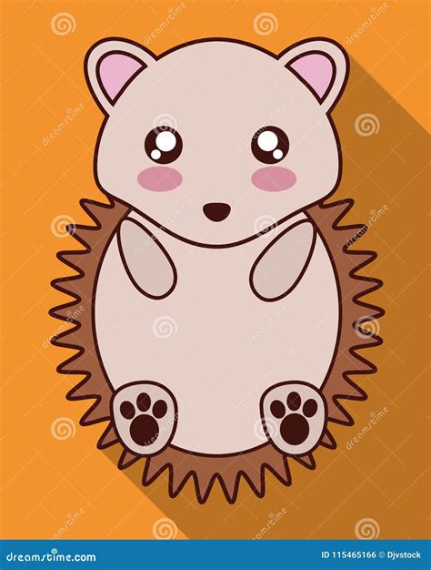 Kawaii Hedgehog Icon Cute Animal Vector Graphic Stock Vector