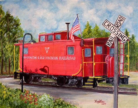 Red Caboose Painting By Huy Lee Fine Art America