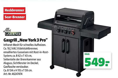 Mr Gardener Gasgrill New York 3 Pro Angebot Bei Hagebaumarkt