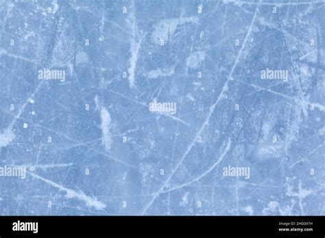 Empty Ice Rink With Skate Marks After The Session Outdoor Stock Photo