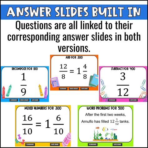 Add And Subtract Fractions Game Show Th Grade Math Review Game Nf