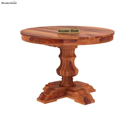 Buy Clark Round 4 Seater Dining Table Honey Finish Online In India At