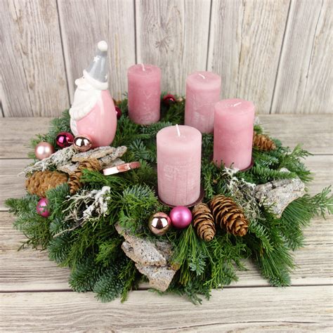 Adventskr Nze Rosa Echte Tanne Adventskranz Avdentskranz Tischkranz